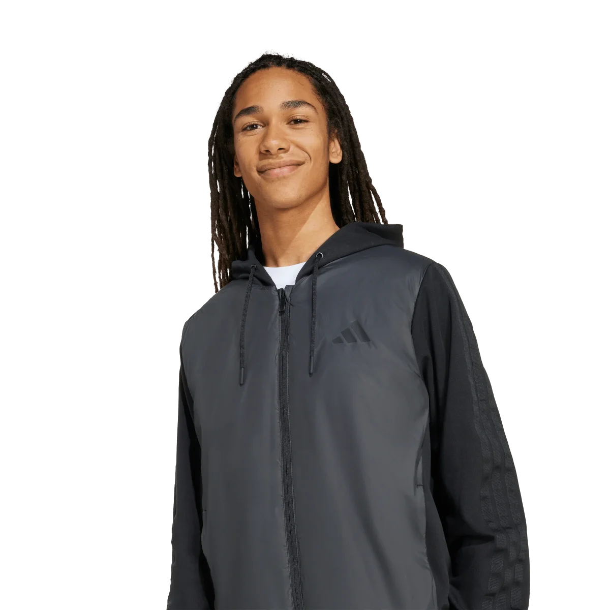 ADIDAS - Essentials CLIMAWARM 3 Stripes Insulated Hooded Hybrid Jackets - Uomo - Black - immagine 6