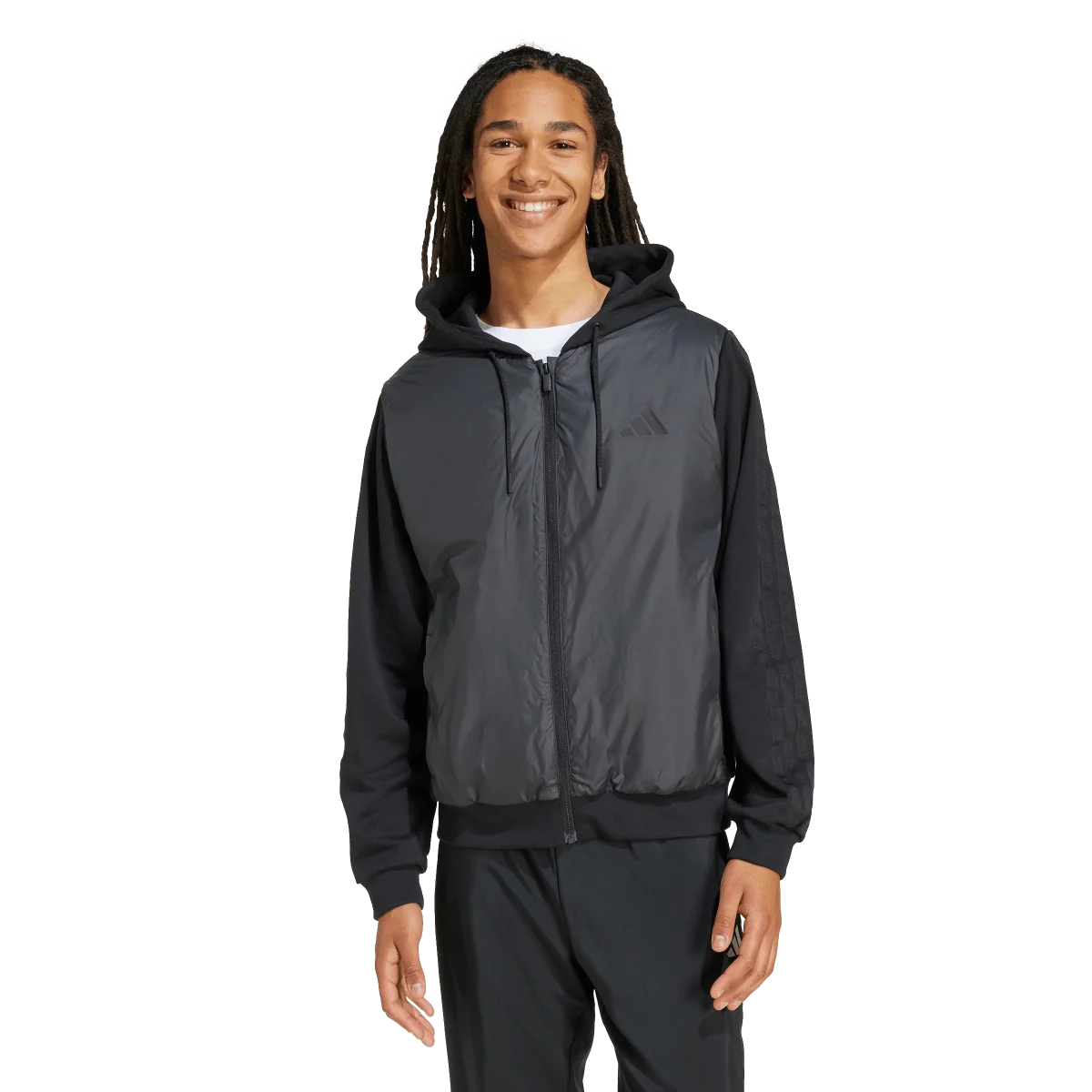 ADIDAS - Essentials CLIMAWARM 3 Stripes Insulated Hooded Hybrid Jackets - Uomo - Black - immagine 3